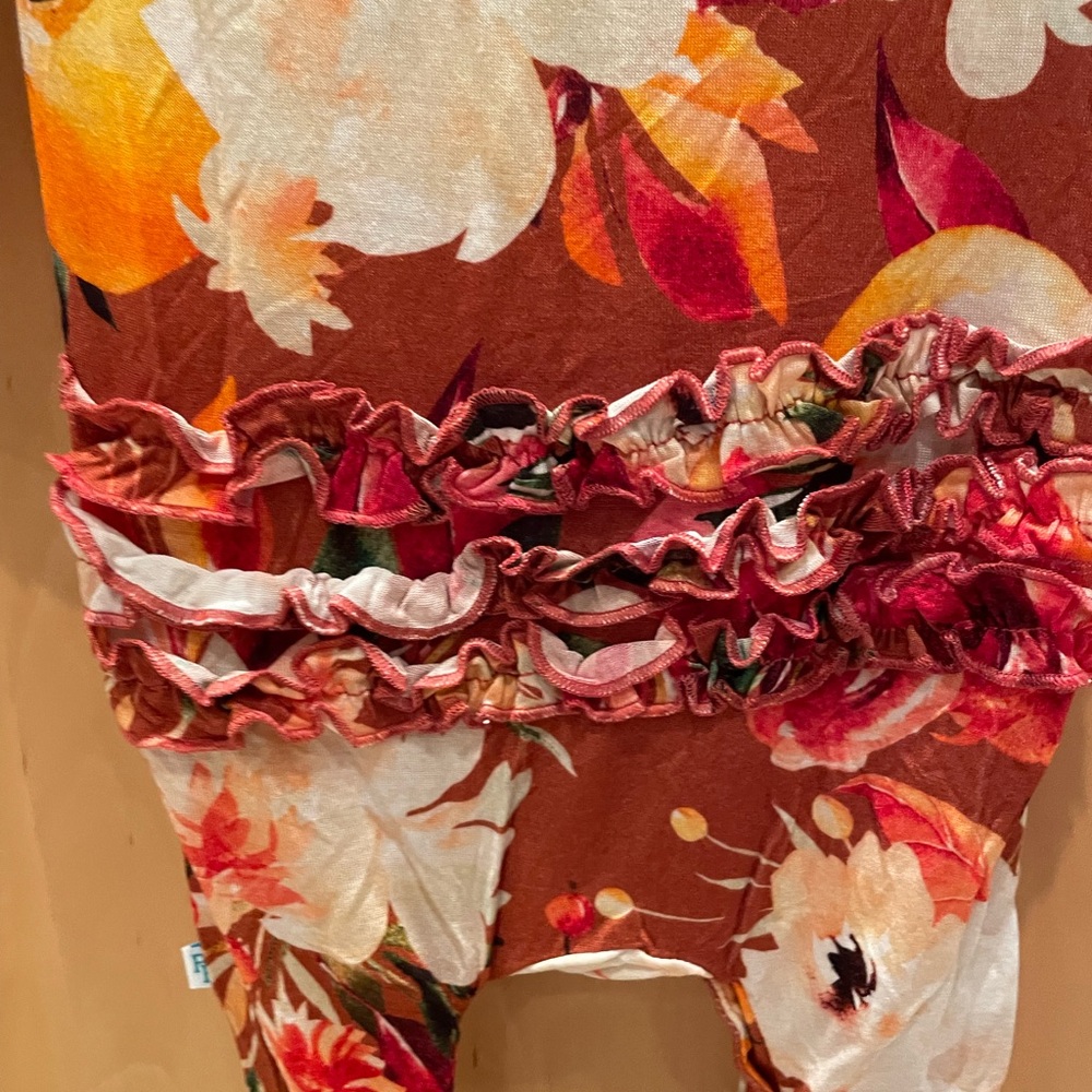 SOLD!!! NWT Posh Peanut Leonora Long Sleeve Ruffled Henley Romper - Picture 5 of 11